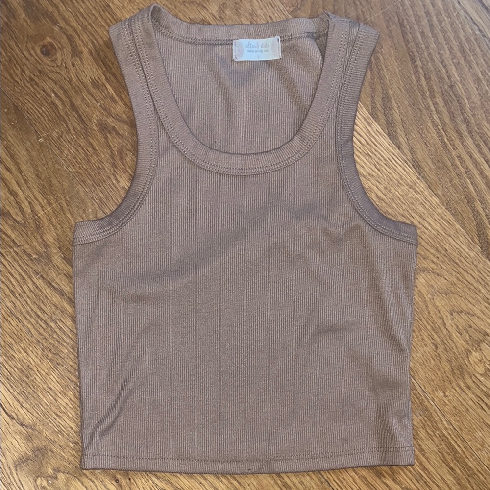 Altar’d State Brown Fitted Cropped Tank Top